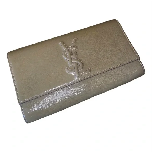 YSL Tan Leather Clutch - Picture 1 of 7
